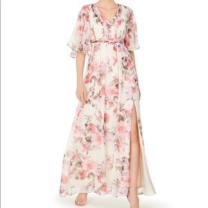 Adrianna Papell floral print chiffon gown